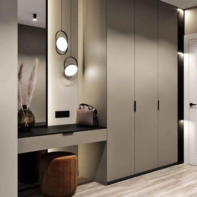 Armoire à 3 portes de style moderne avec table à manger en miroir YALIG en bois massif sur mesure