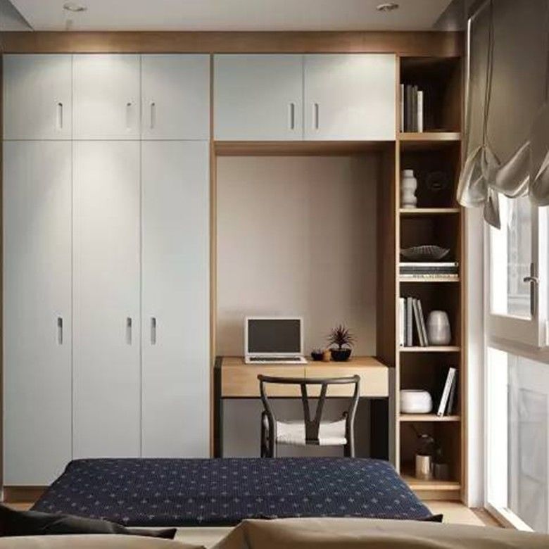 Armoire à 3 portes de style moderne avec table à manger en miroir YALIG en bois massif sur mesure