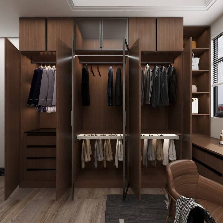 Table de rangement de chambre en bois avec 8 portes coulissantes