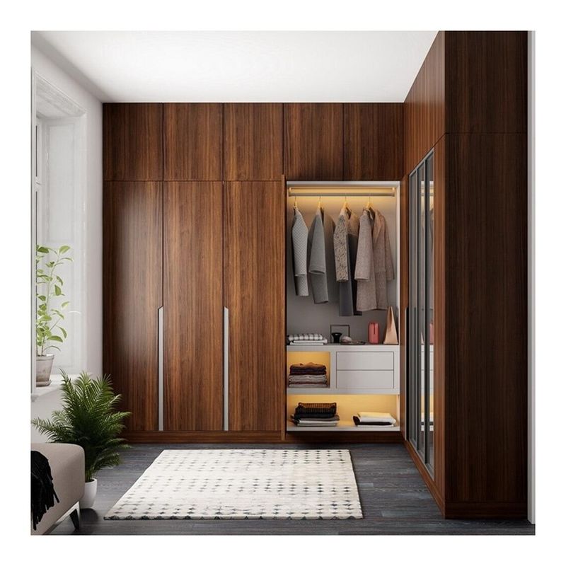 Meubles d'hôtel YALIG Armoire de porte coulissante en bois contemporaine avec système intégré