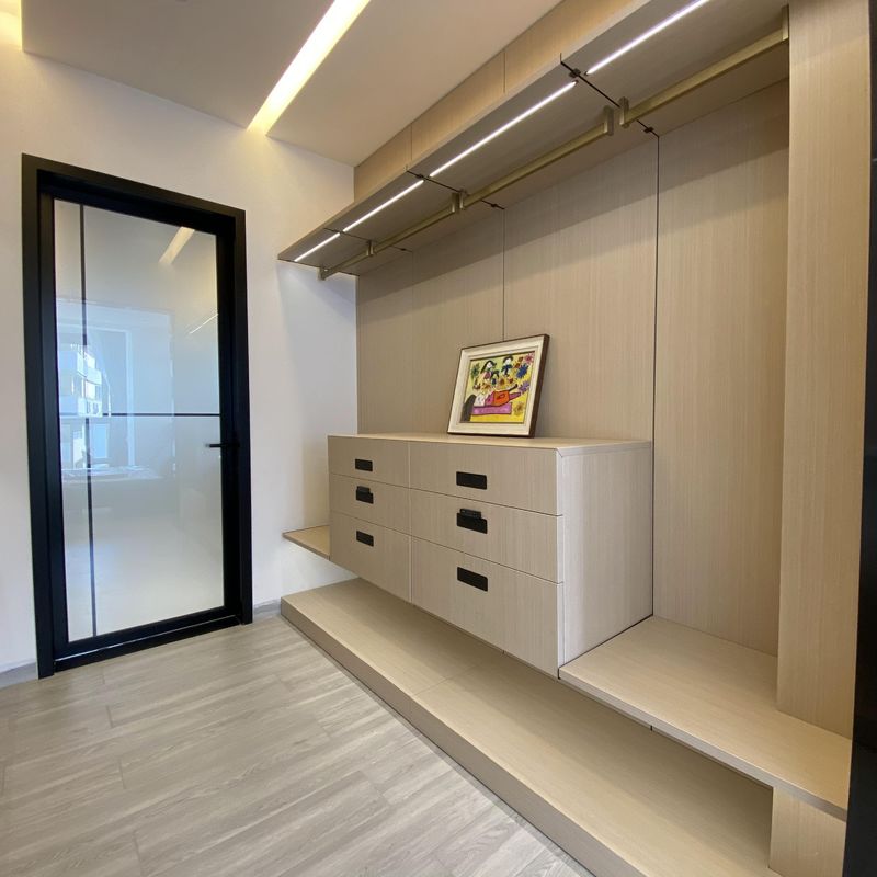 Meubles d'hôtel YALIG Armoire de porte coulissante en bois contemporaine avec système intégré
