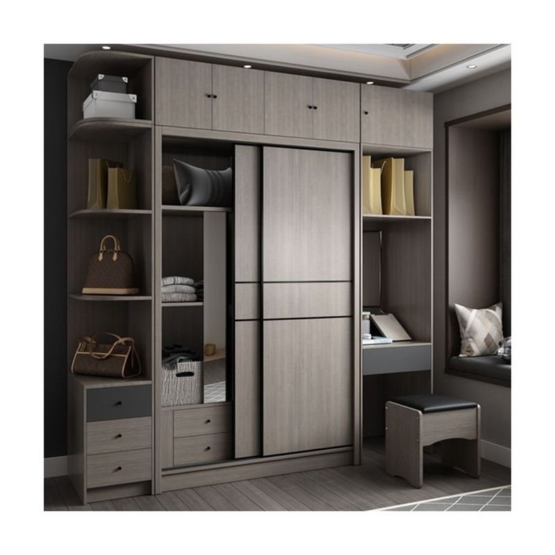 YALIG personnalisé porte coulissante italienne ouverte automatique marche dans le placard armoire pour chambre
