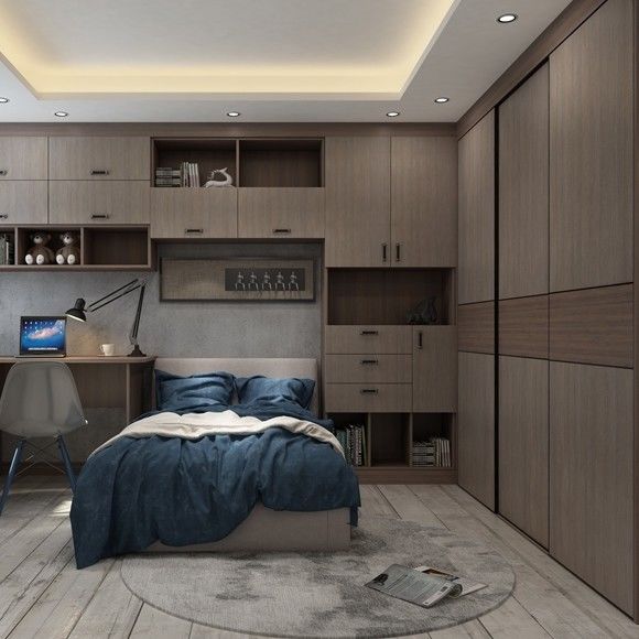 YALIG personnalisé porte coulissante italienne ouverte automatique marche dans le placard armoire pour chambre