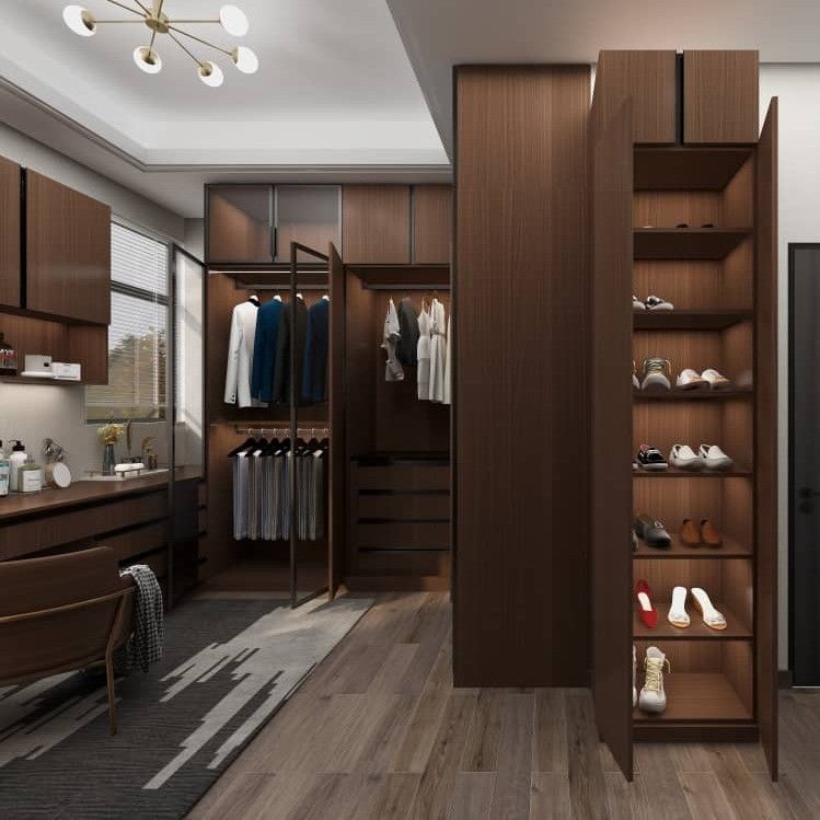Armoires de chambre à coucher en bois mélamine moderne système de rangement pour les espaces de vie de luxe