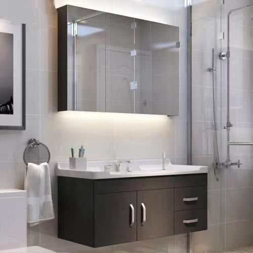 Vanité de salle de bain en bois montée sur le mur avec conception sans poignée et bassin inclus par YALIG