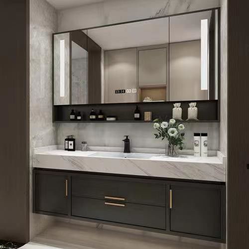 Rectangle Vanity YALIG personnalisé Luxe Quartz Counter Top Set pour le design de salle de bain moderne