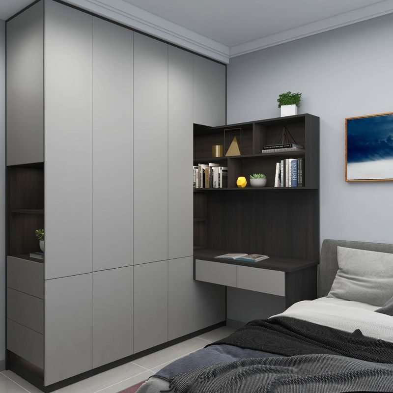 Style de design contemporain Luxe gris en forme de U MDF marche dans le placard Armoires non pliées