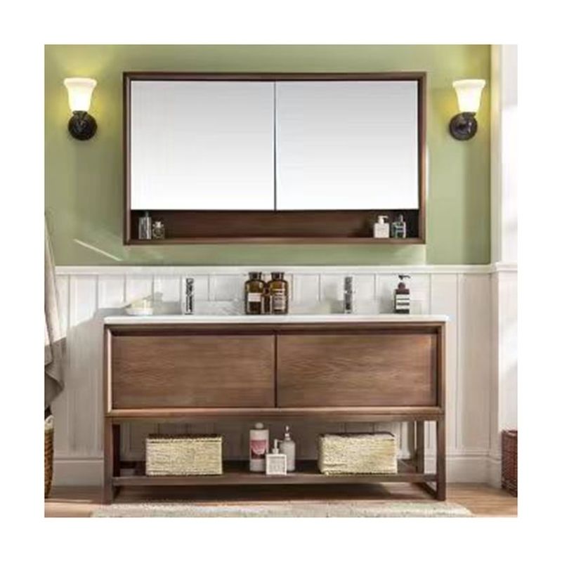 Améliorez votre salle de bain avec YALIG Custom Gold Double Sink Vanity Combo et monture murale