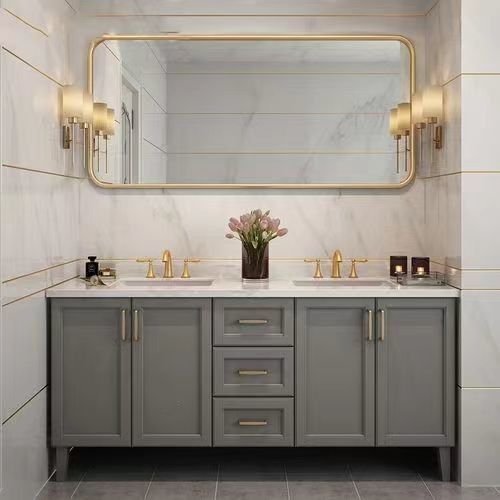 Améliorez votre salle de bain avec YALIG Custom Gold Double Sink Vanity Combo et monture murale