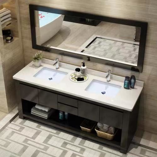 Améliorez votre salle de bain avec YALIG Custom Gold Double Sink Vanity Combo et monture murale