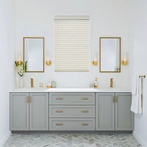 Améliorez votre salle de bain avec YALIG Custom Gold Double Sink Vanity Combo et monture murale