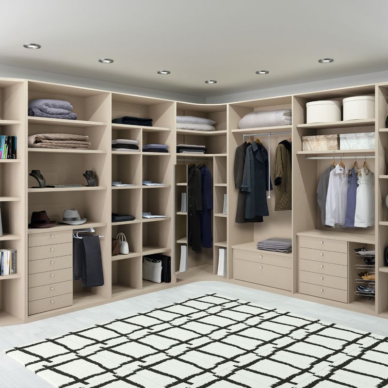 Meubles de chambre à coucher Moderne petit L en forme de marche dans le placard Armoire pour la solution de chambre à coucher
