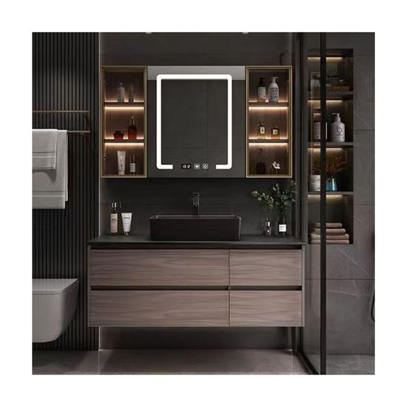 Vaines couleurs personnalisées de salle de bain, meuble miroir LED moderne et collecte d'évier