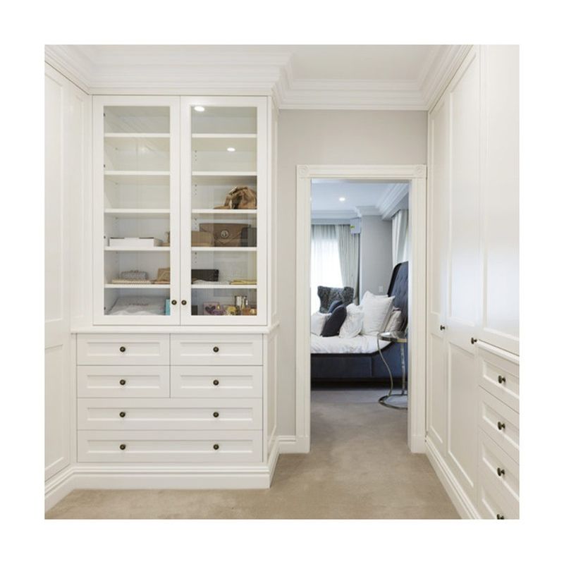 YALIG Porte transparente et Sunmica blanc pour les ensembles de garde-robe en bois dans les chambres