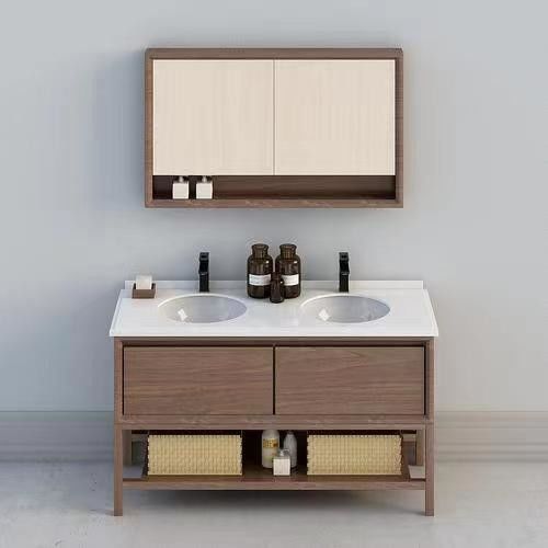 La vanité des armoires en bois massif pour les petites toilettes comprend le miroir et le comptoir de YALIG
