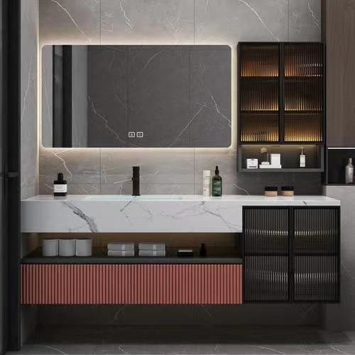 Miroir inclus Oui Armoire de salle de bain en MDF montée sur le mur avec panneau de porte acrylique