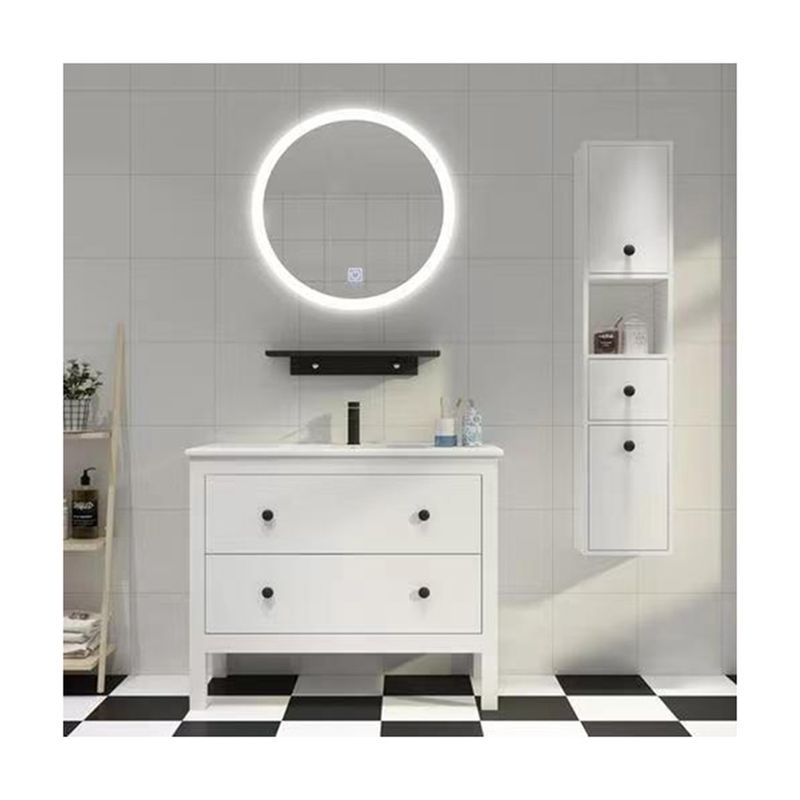 YALIG Counter Wash Bassin personnalisé Armoire blanche en bois Salle de bain Armoires de vanité avec miroir en argent