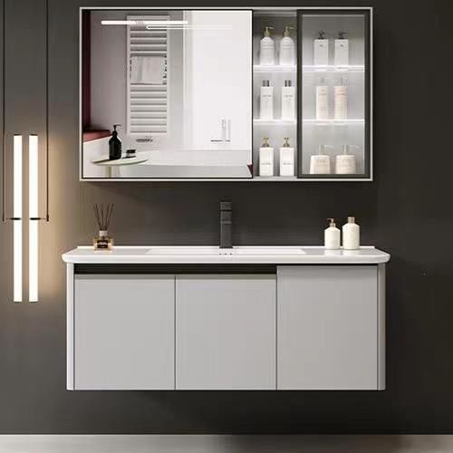 YALIG Counter Wash Bassin personnalisé Armoire blanche en bois Salle de bain Armoires de vanité avec miroir en argent