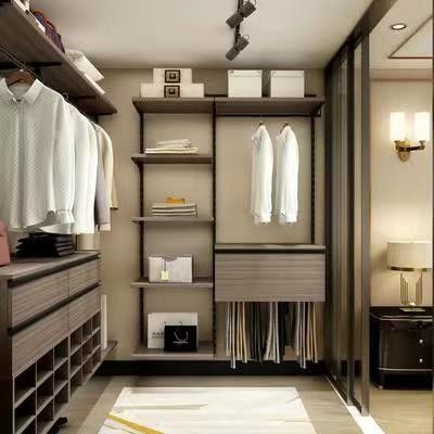 Grande promenade en bois dans le placard intégré pour un appartement moderne 2D / 3D et design haut de gamme