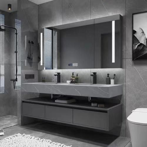 Rectangle moderne minimaliste YALIG Vanité de salle de bain avec couleur pure et miroir inclus