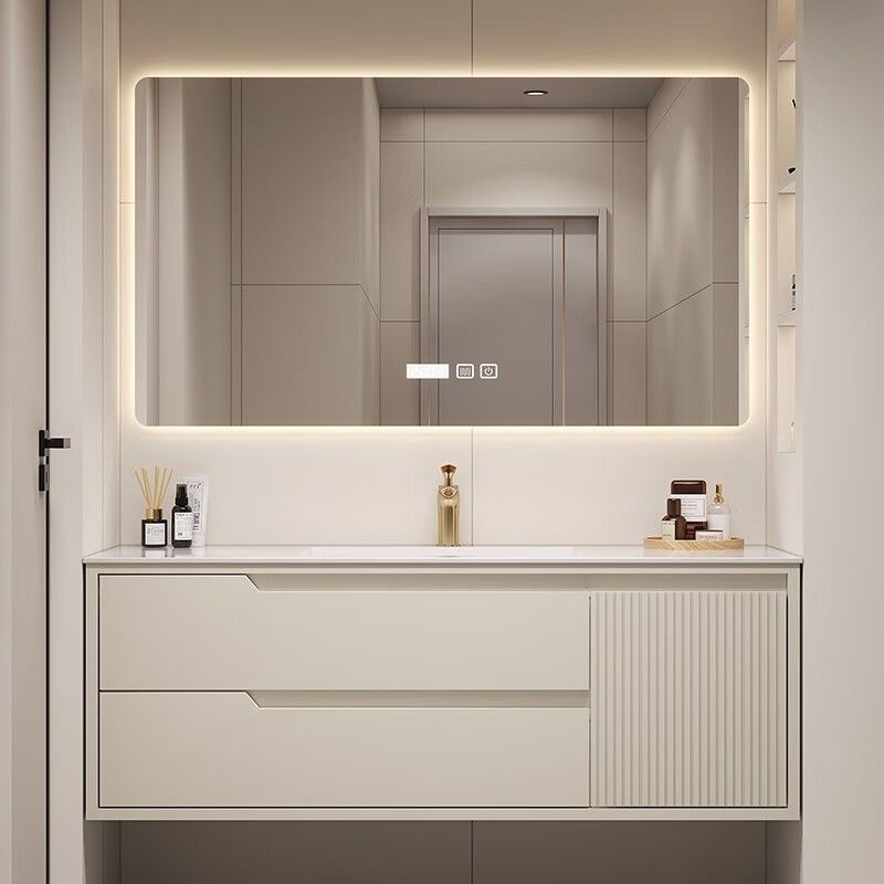 38-46 en largeur YALIG Armoire en mélamine sans cadre avec lampe miroir Compteur en marbre sous-monté