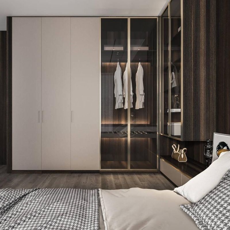 YALIG Armoire en bois avec finition peinte en laque mate et porte en verre Meubles de chambre