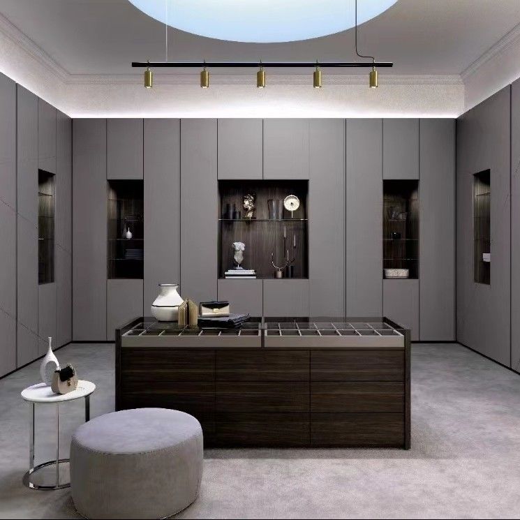 Meubles de chambre à coucher Armoires à porte coulissante en bois avec armoires métalliques à bord relâché