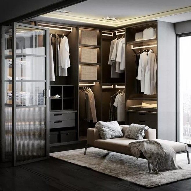 PANEL style bois YALIG grand coin armoire ouverte pour le style de design contemporain