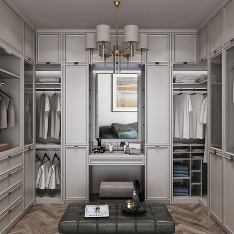 Meubles de chambre moderne Armoire en bois avec miroir coulissant et sans style plié