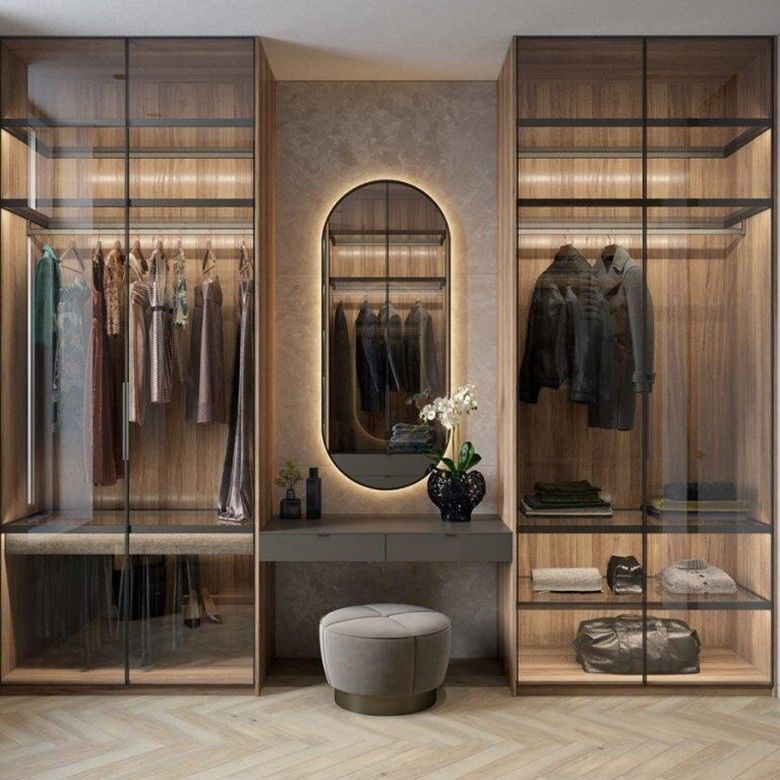 Meubles de chambre moderne Armoire en bois avec miroir coulissant et sans style plié